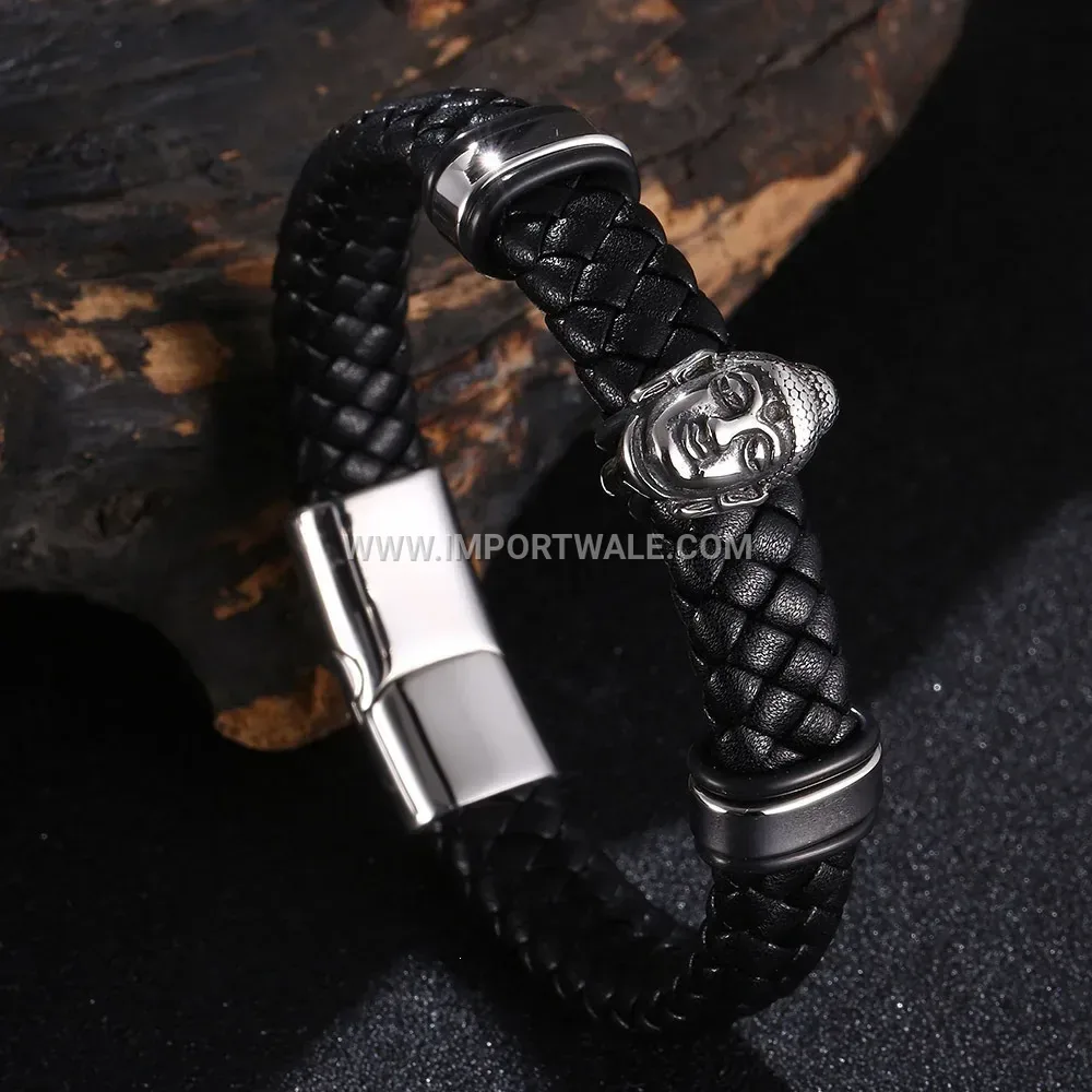 Two-Tone Geometric Titanium Steel Men's Magnetic Bracelet