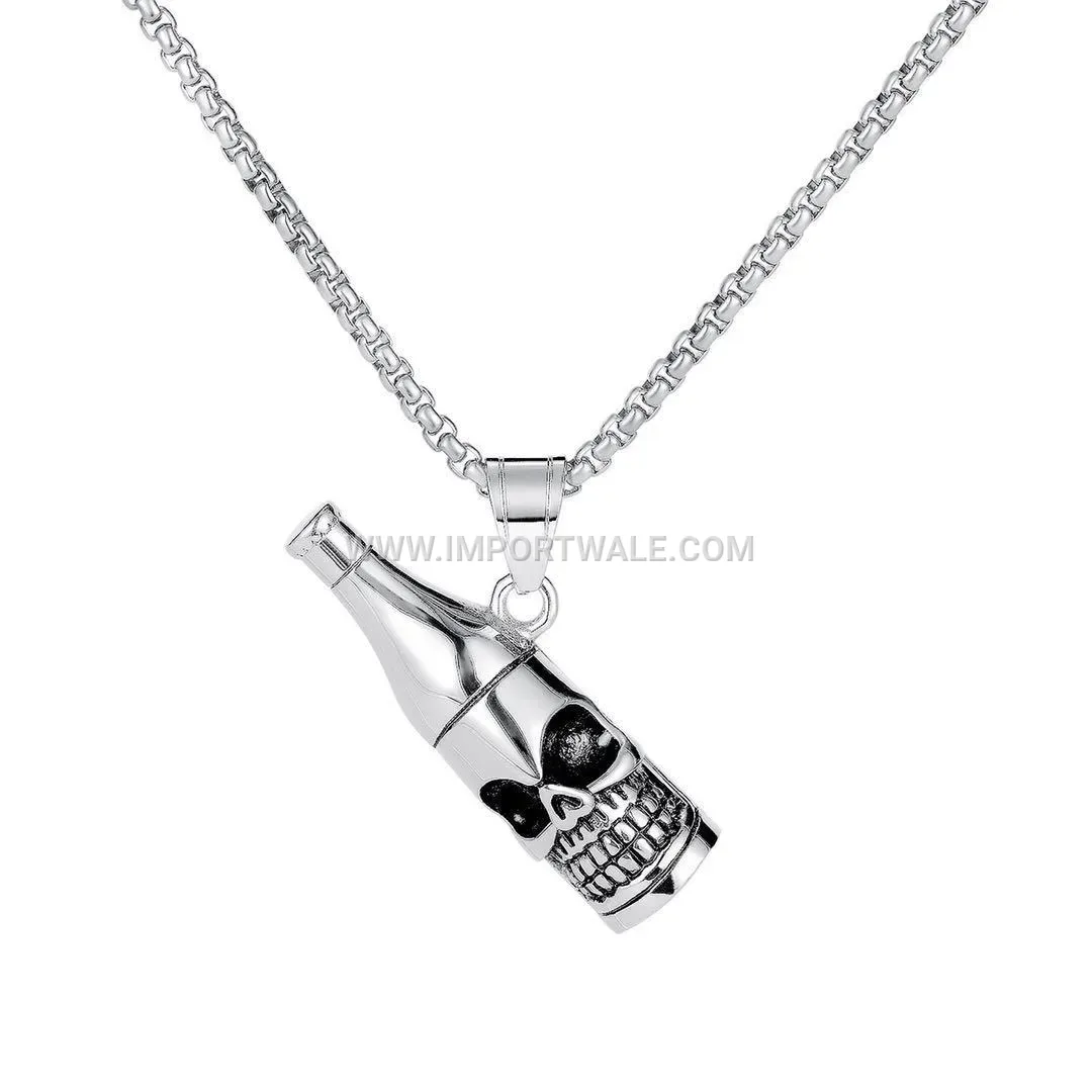 Titanium Steel Skull Bottle Opener Pendant