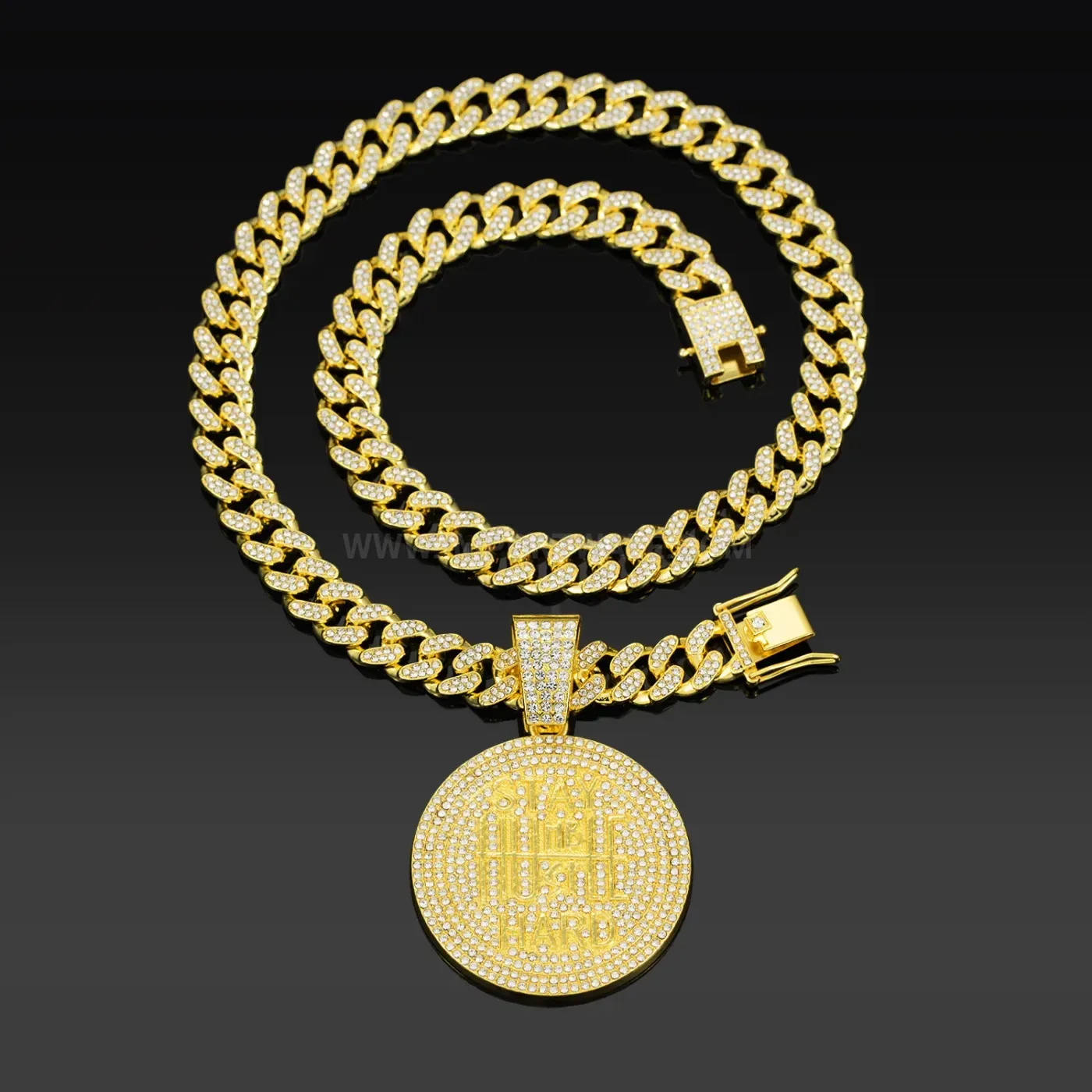 Plated Letter Graphic Pendant with Heavyweight Cuban Chain