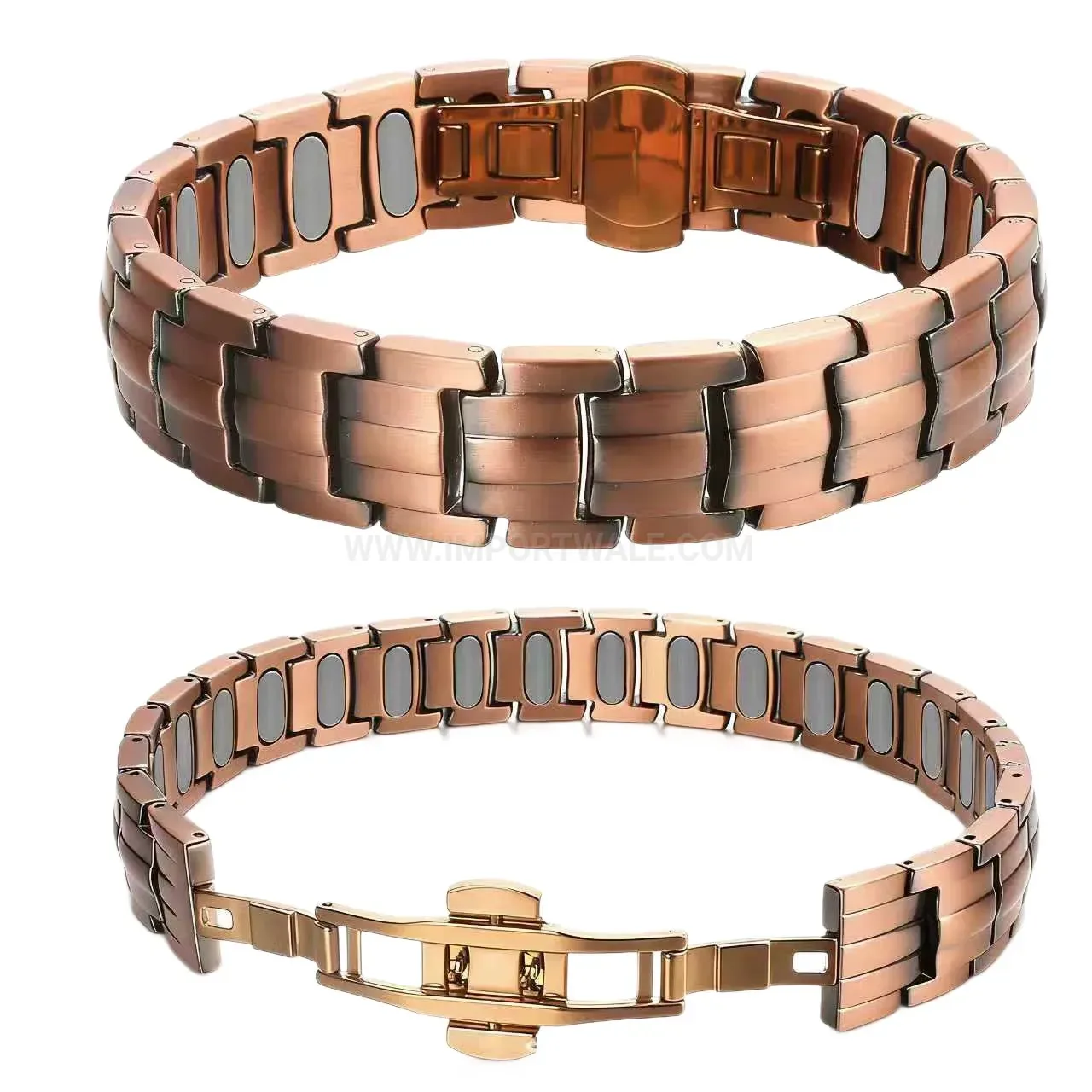 Fashion Vintage Red Copper Wave Link Magnetic Bio Therapy Bracelet