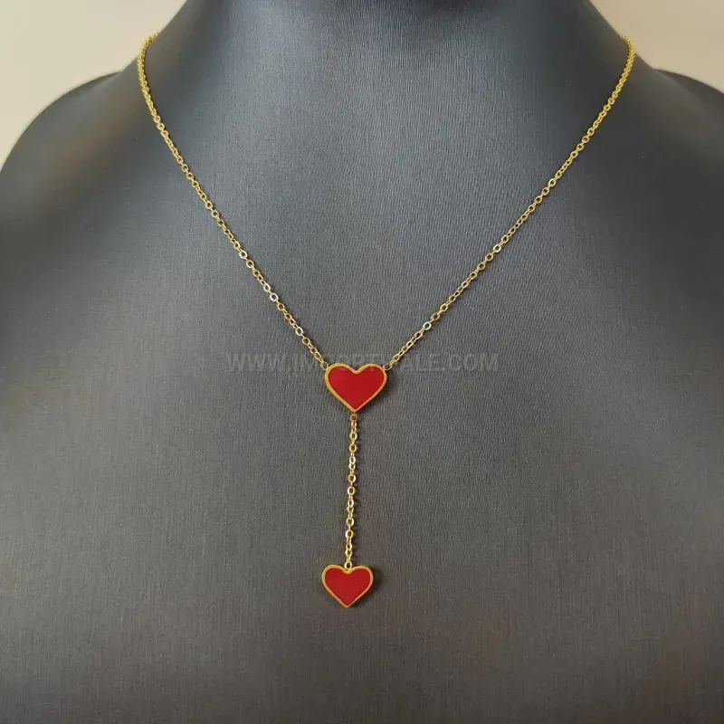 Fashion Red Heart Titanium Steel Pendant Necklace