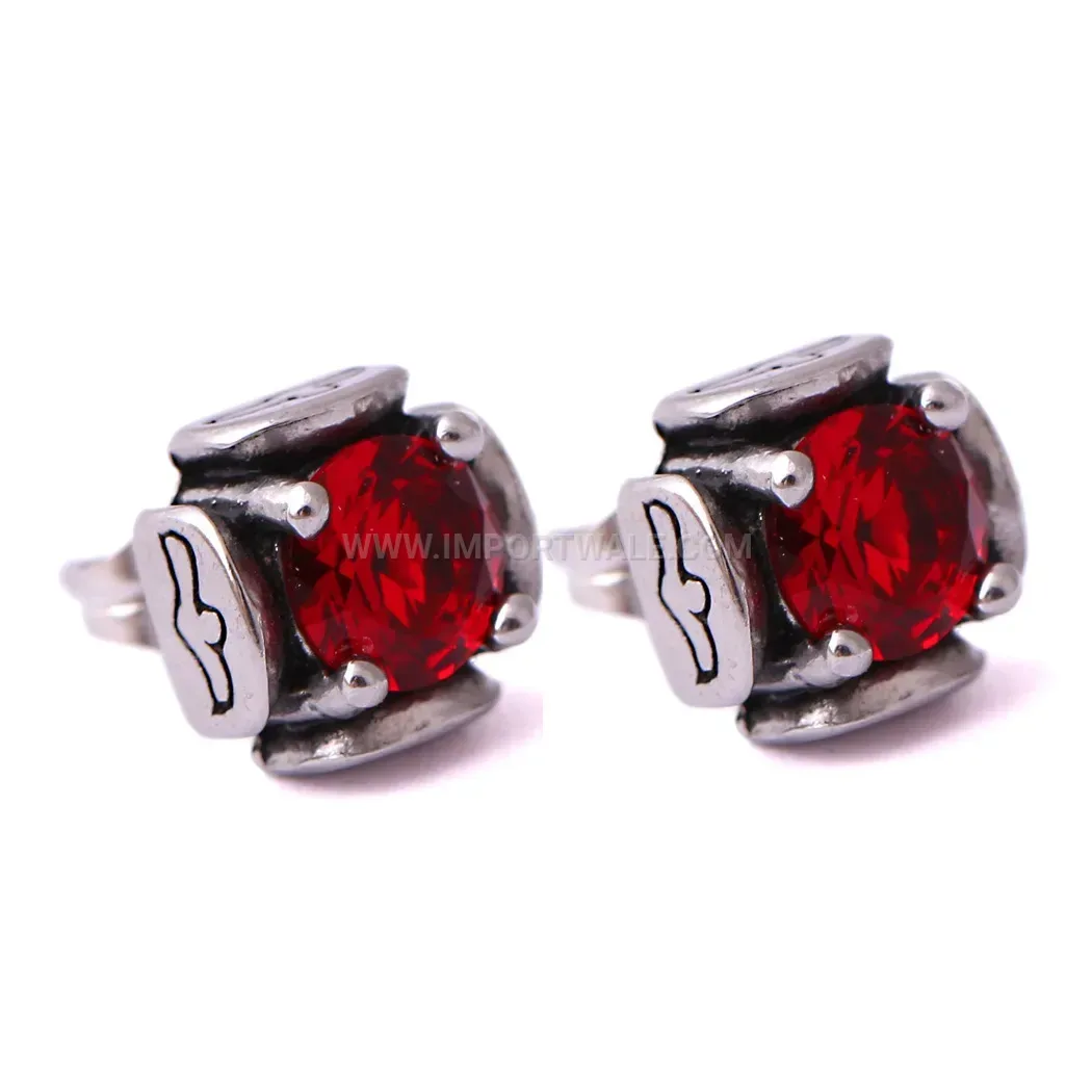 Smooth Geometric Zirconia Stainless Steel Stud Earrings
