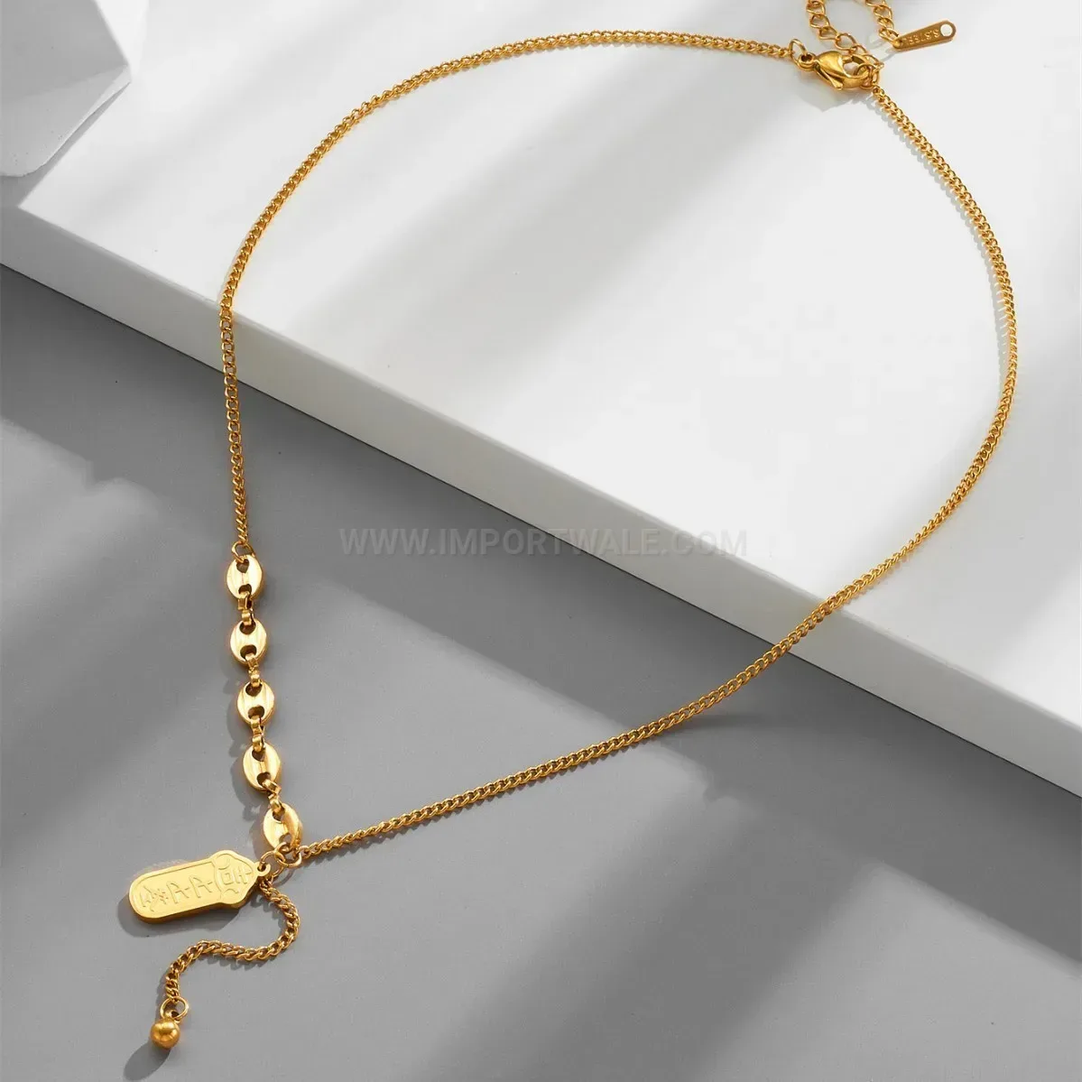 Chic Gold Plated Stainless Steel Pig Nose Tassel Charm Pendant Necklace