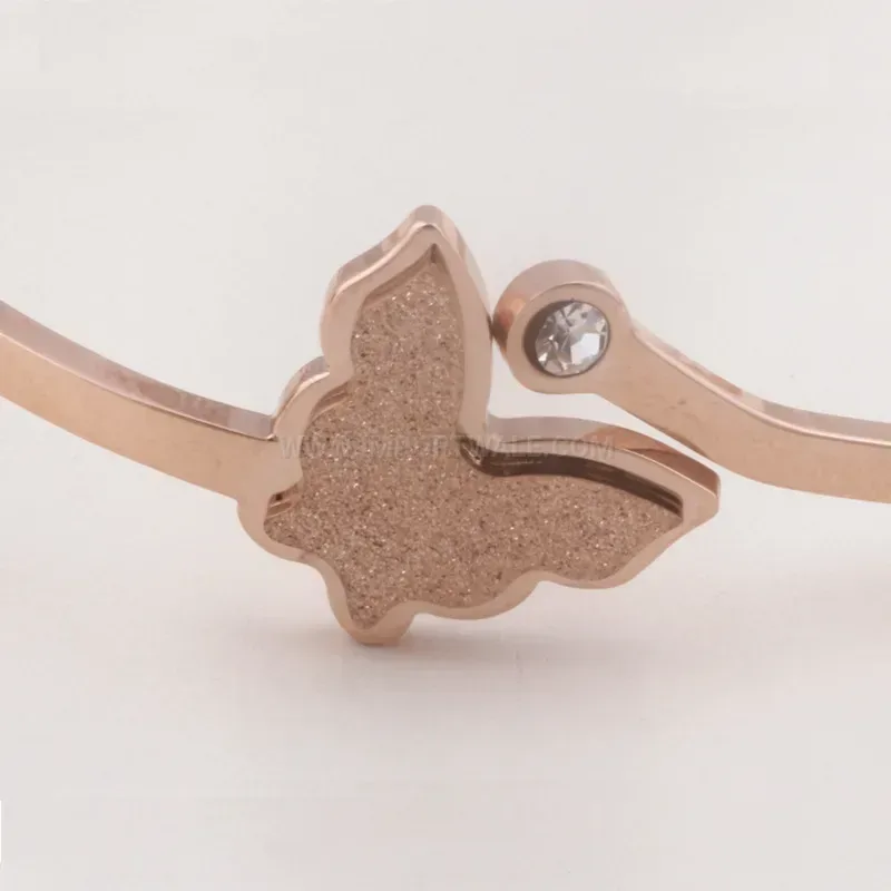 Chic Double-Layer Frosted Butterfly Stainless Steel Bangle