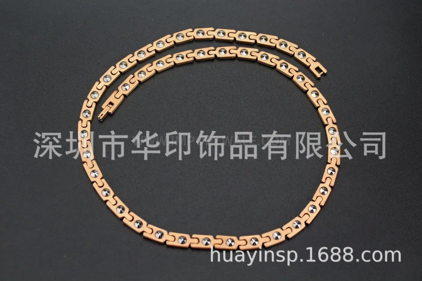 Modern Rose Gold Titanium Germanium Bio Magnetic Chain Necklace