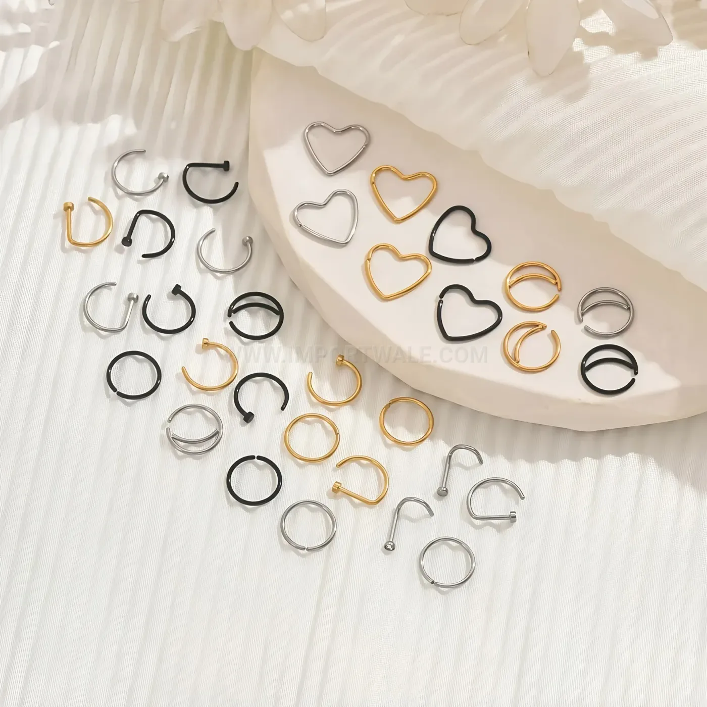 Premium Simple Heart Stainless Steel C-Shaped Open Nose Ring