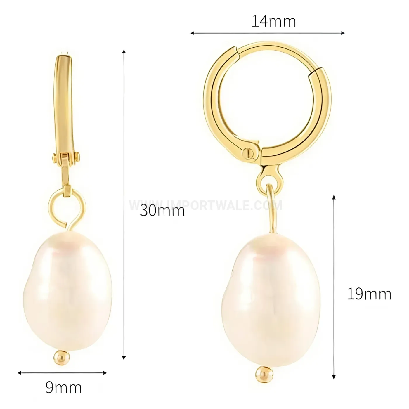 Bold Baroque Pearl Stainless Steel Huggie Hoop and Stud Set