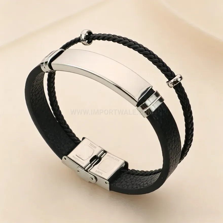 Bold Vintage Braided Double Layer Leather Bracelet With Magnetic Clasp