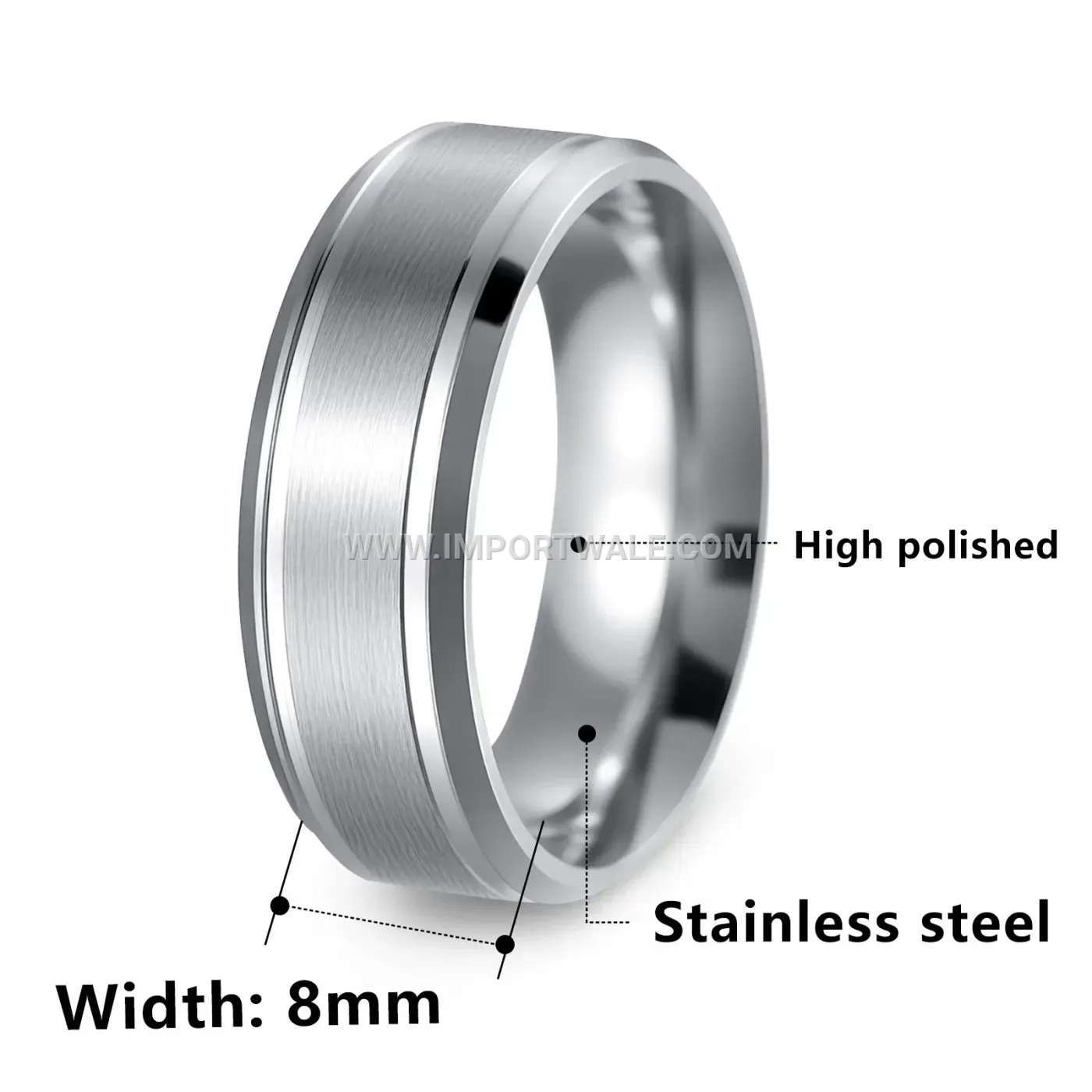 Matte Beveled Stainless Steel Minimalist Band Ring