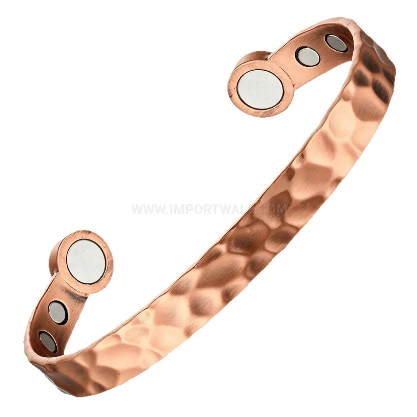 Hammered Red Copper Magnetic Open Bio Cuff Bracelet