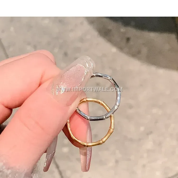 Textured Bamboo Joint Stainless Steel Band Ring