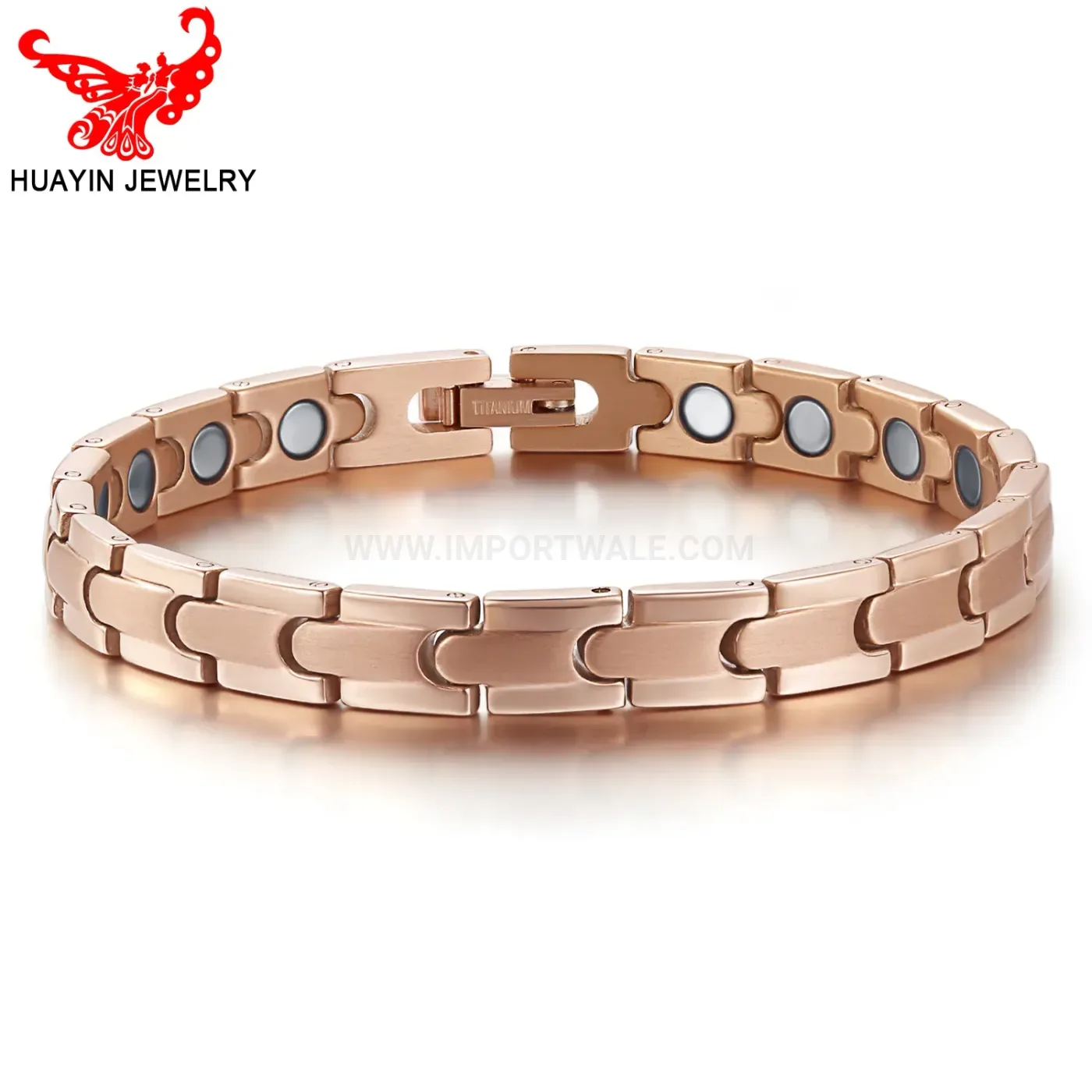 Designer Men's Wide Titanium Steel Bio Magnetic Link Bracelet