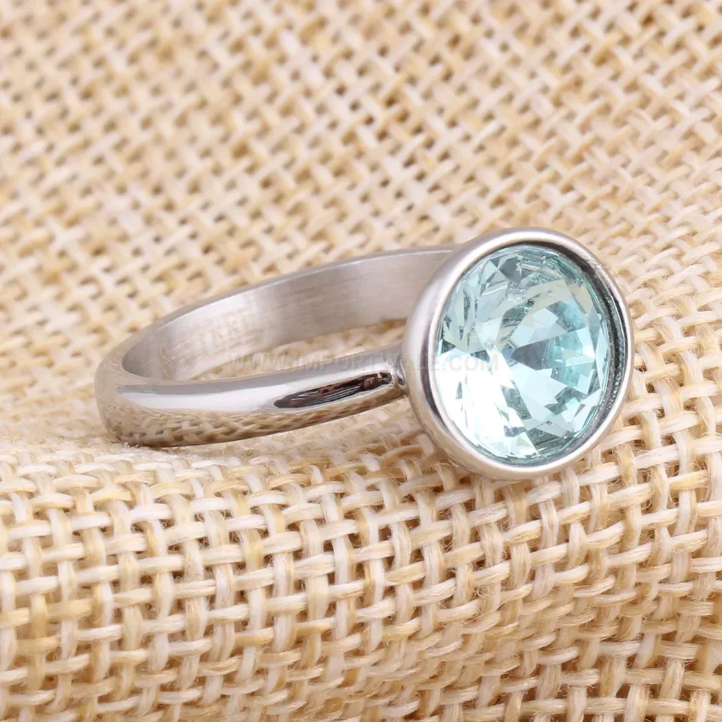 Designer Vibrant Cubic Zirconia Stainless Steel Solitaire Ring