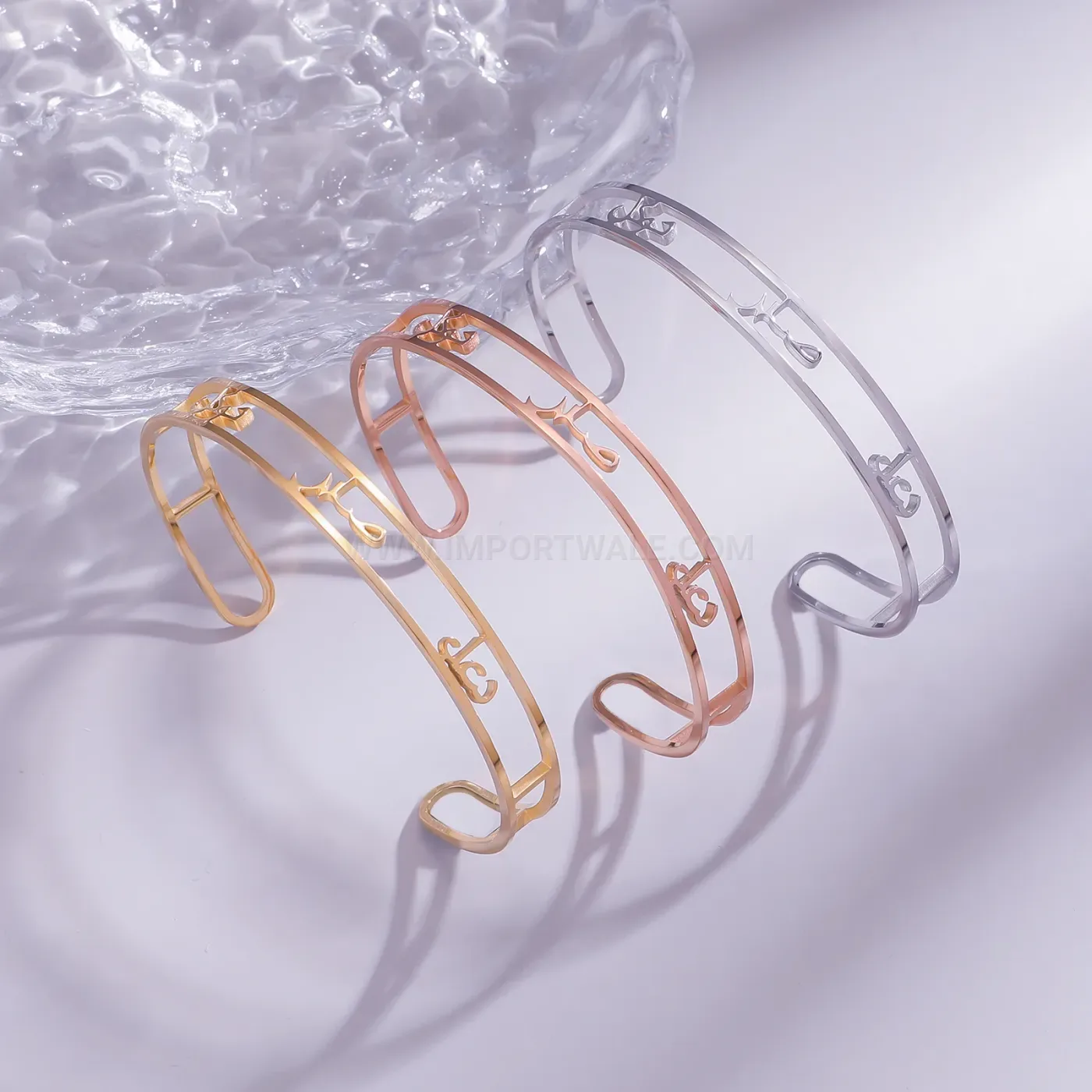 Arabic Calligraphy Stainless Steel Islamic Religious Cuff Bracelet
