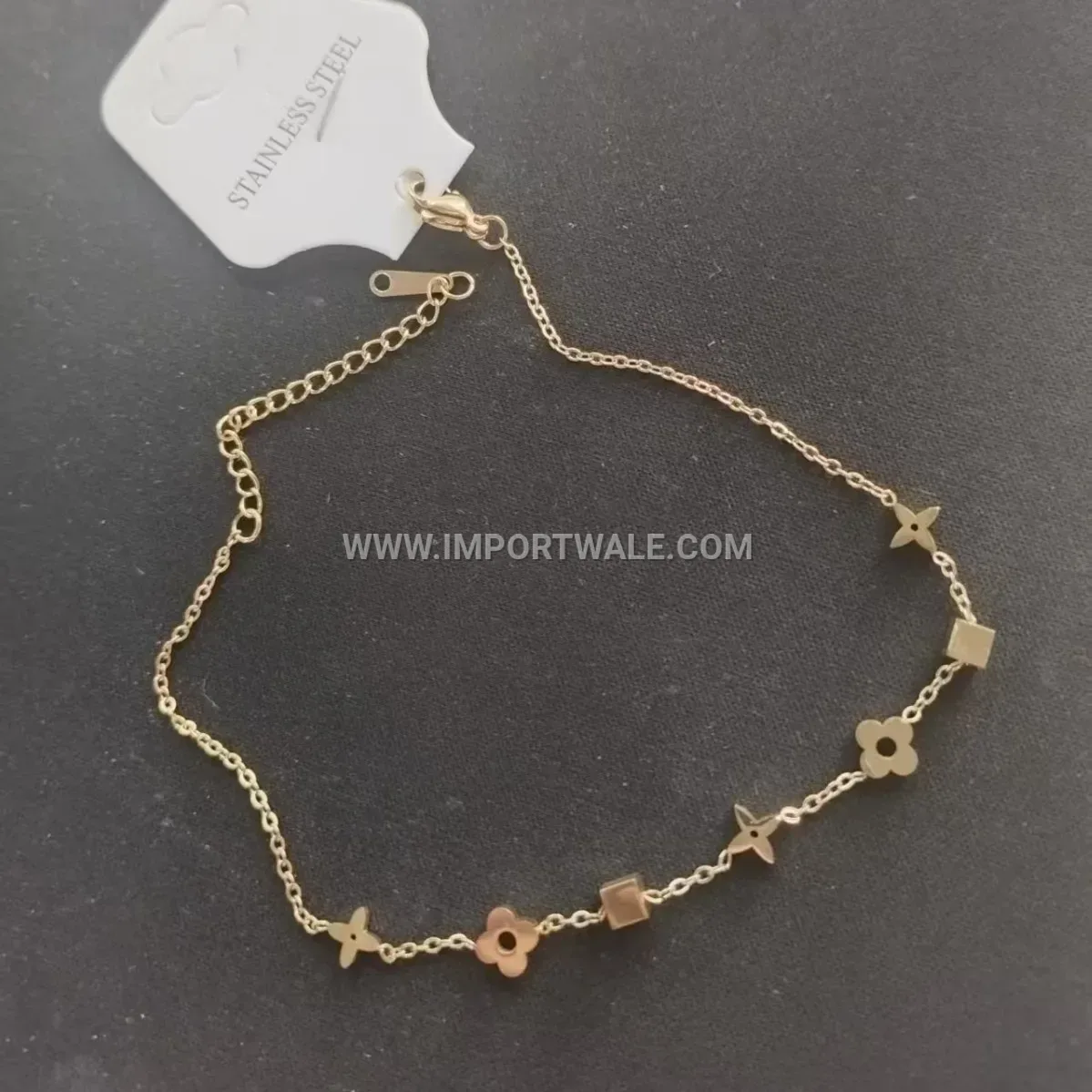 Gold Stainless Steel Geometric Charm Luxury Anklet