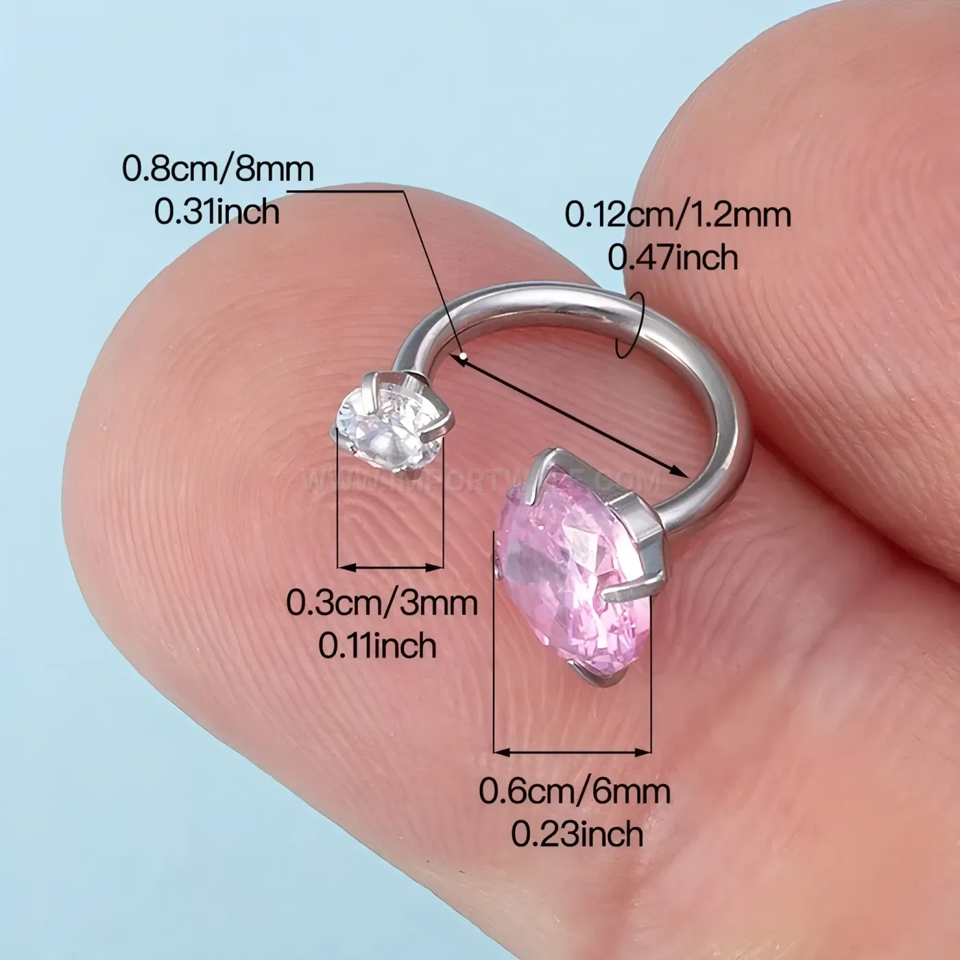 Fashion Stainless Steel Zircon Horseshoe Lip and Nose Piercing Ring