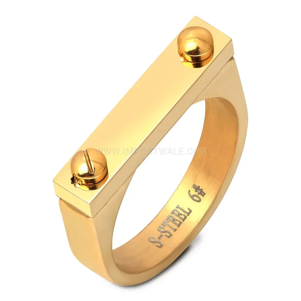 Bold Minimalist Dual Studded Stainless Steel Band Ring