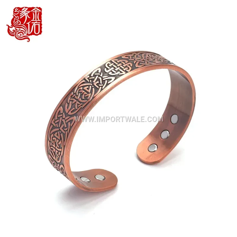 Axe Knot Electroplated Copper Magnetic Energy Cuff Bracelet