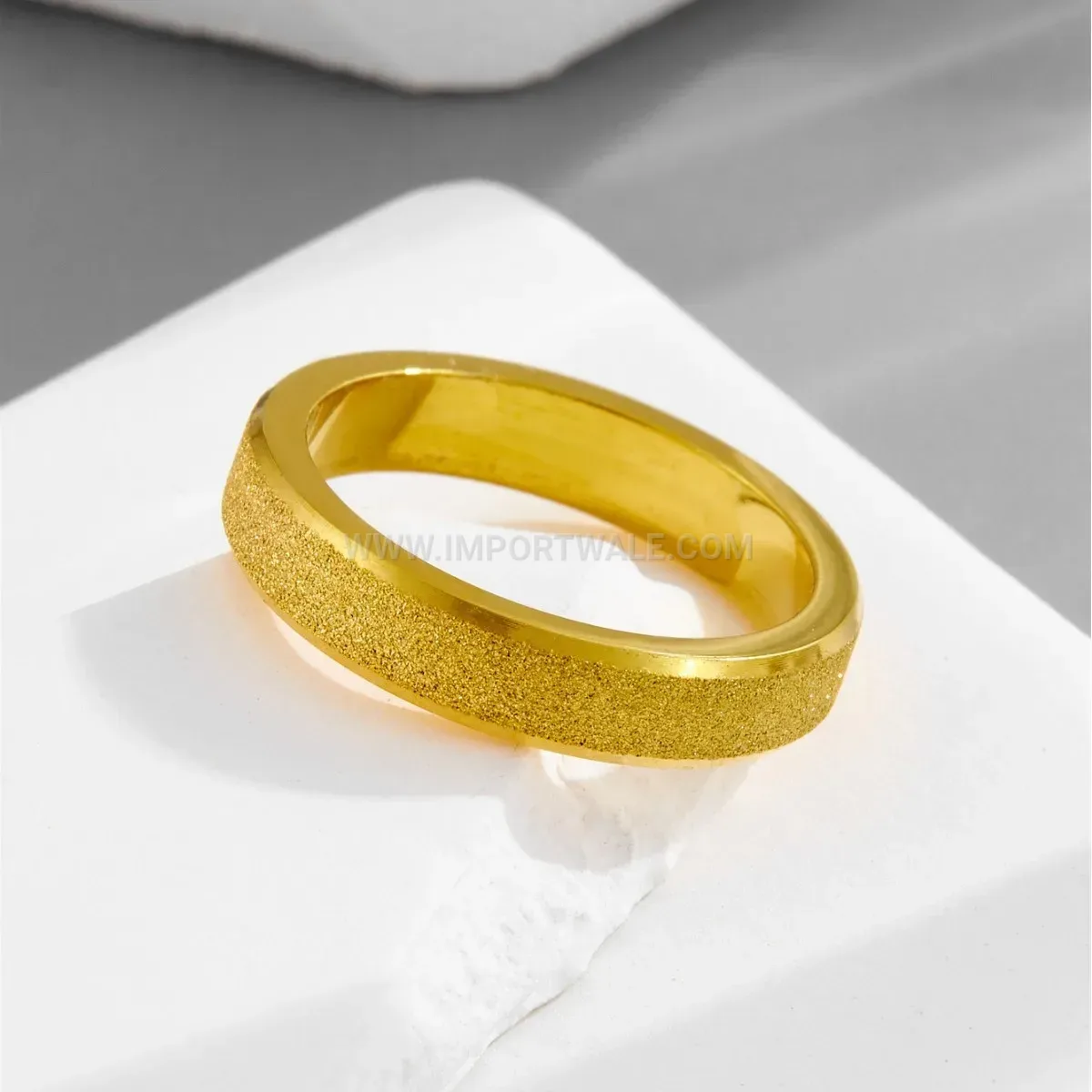 Gold Frosted Sandblasted Titanium Steel Minimalist 4mm Band Ring