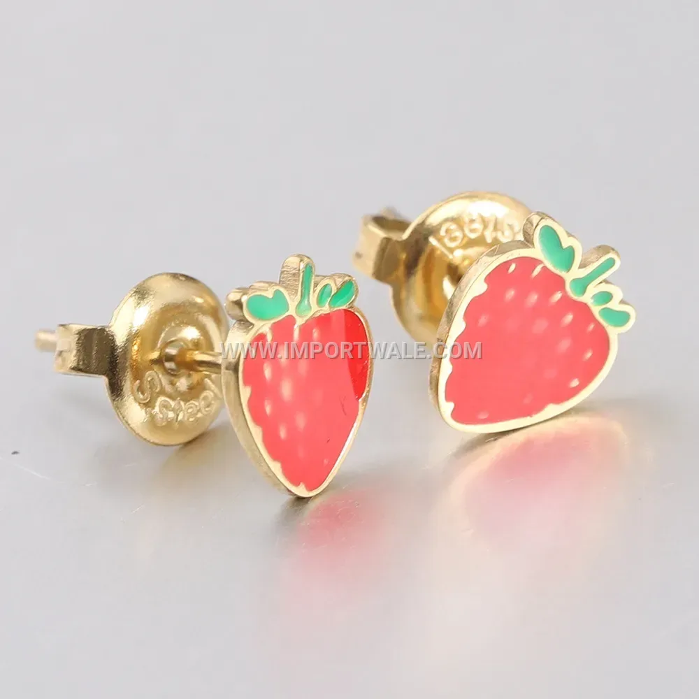 Enamel Fruit and Heart Stainless Steel Earrings