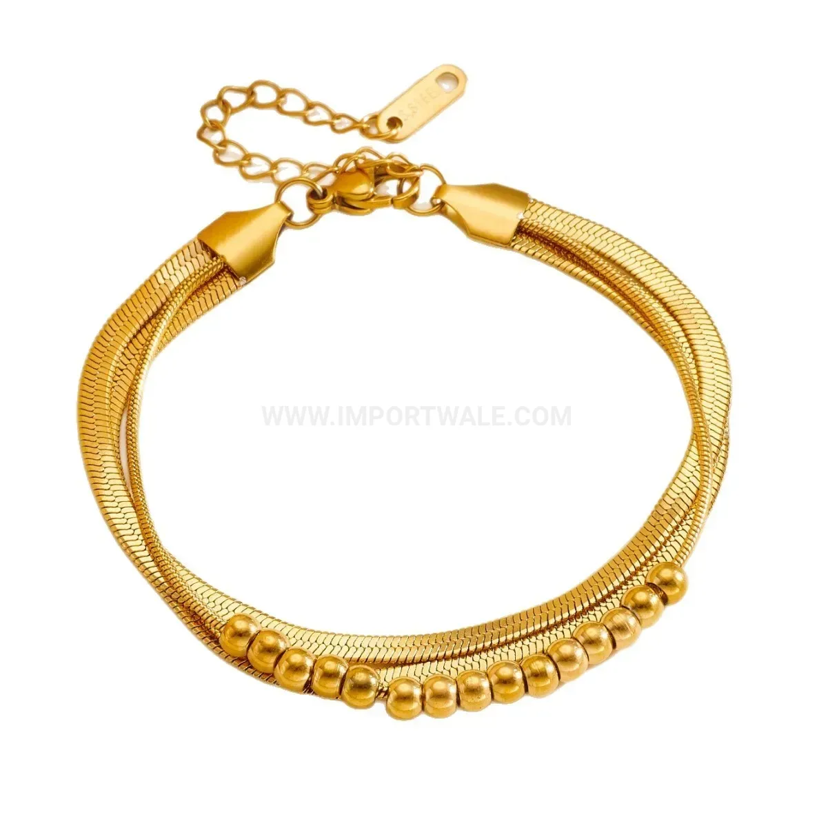 Multi Layer Snake Chain Stainless Steel Beaded Bracelet