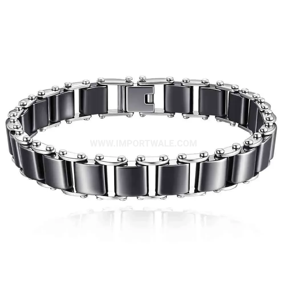 Sleek Ceramic and Titanium Steel Link Bracelet