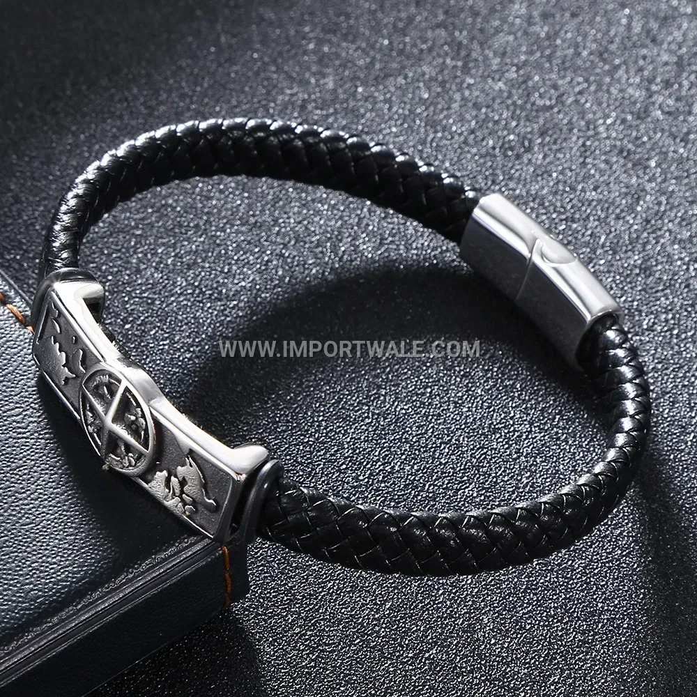 Geometric Titanium Steel Magnetic Bracelet with Crystal Accents