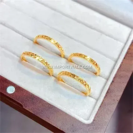 Textured Gold-Plated Copper Ring with Hammered Ripple Finish