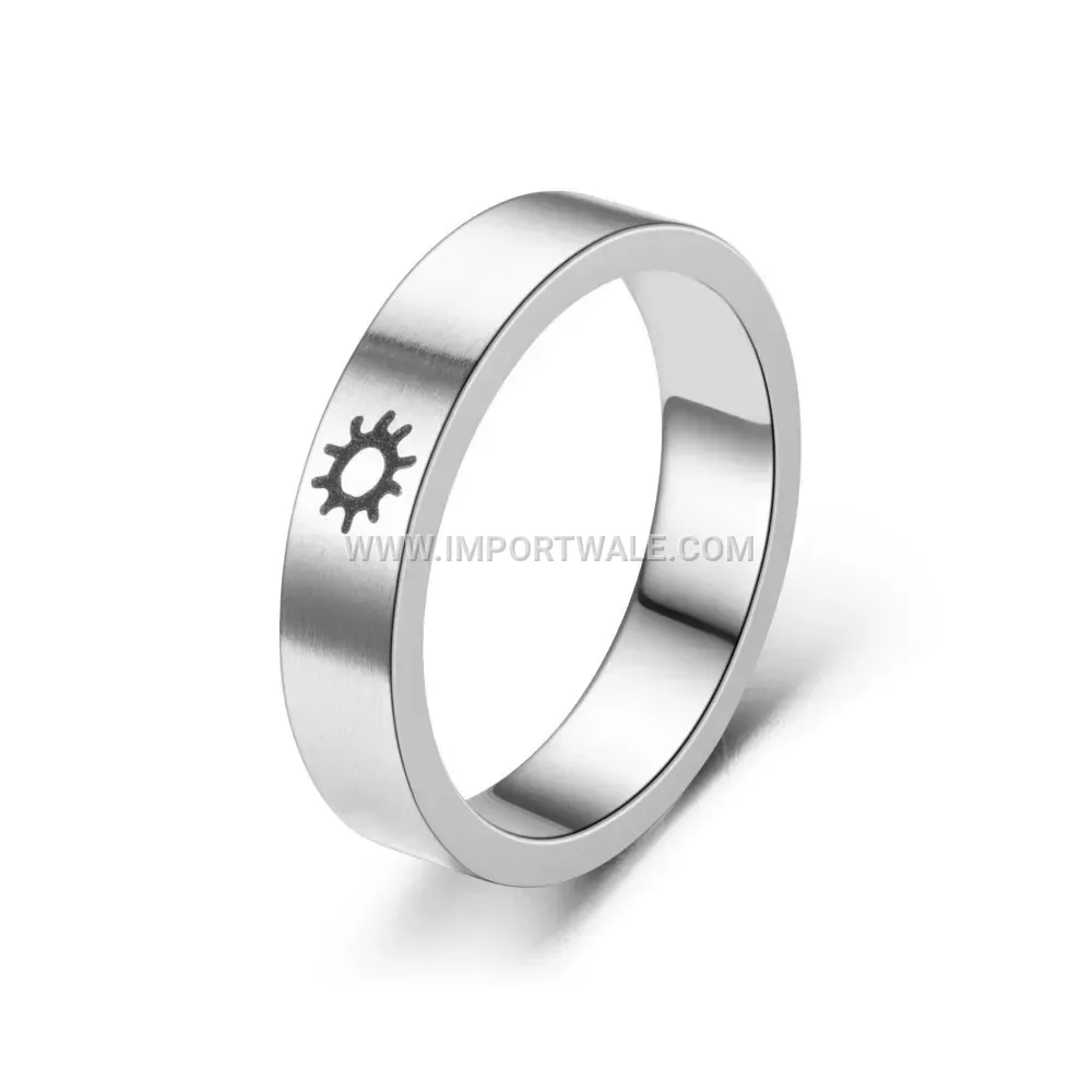 Vintage Engraved Sun And Moon Titanium Steel Ring