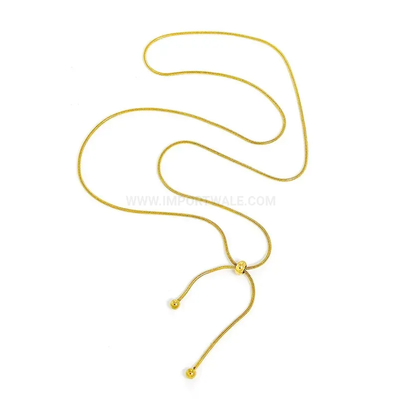 Fashion 18K Gold Plated Titanium Steel Adjustable Snake Chain Jewelry Set