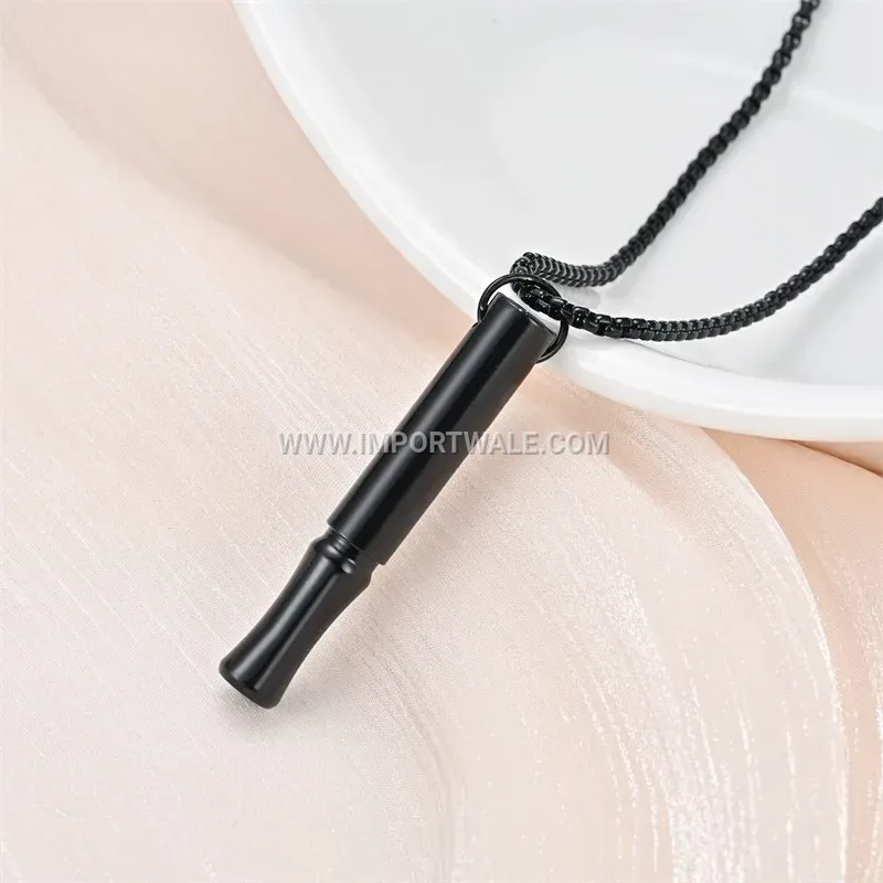 Stainless Steel Mindful Breathing Pendant Link Chain Necklace