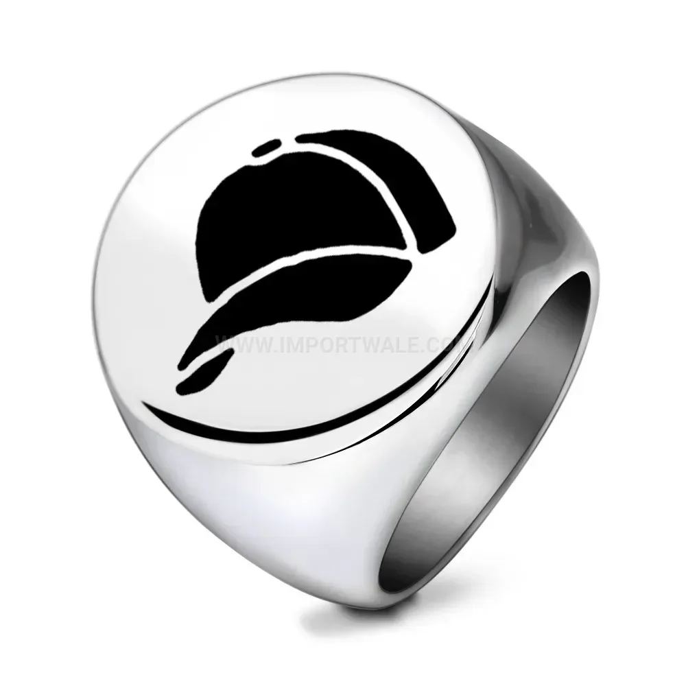 Fashion Engraved Sports Graphic Stainless Steel Round Signet Ring