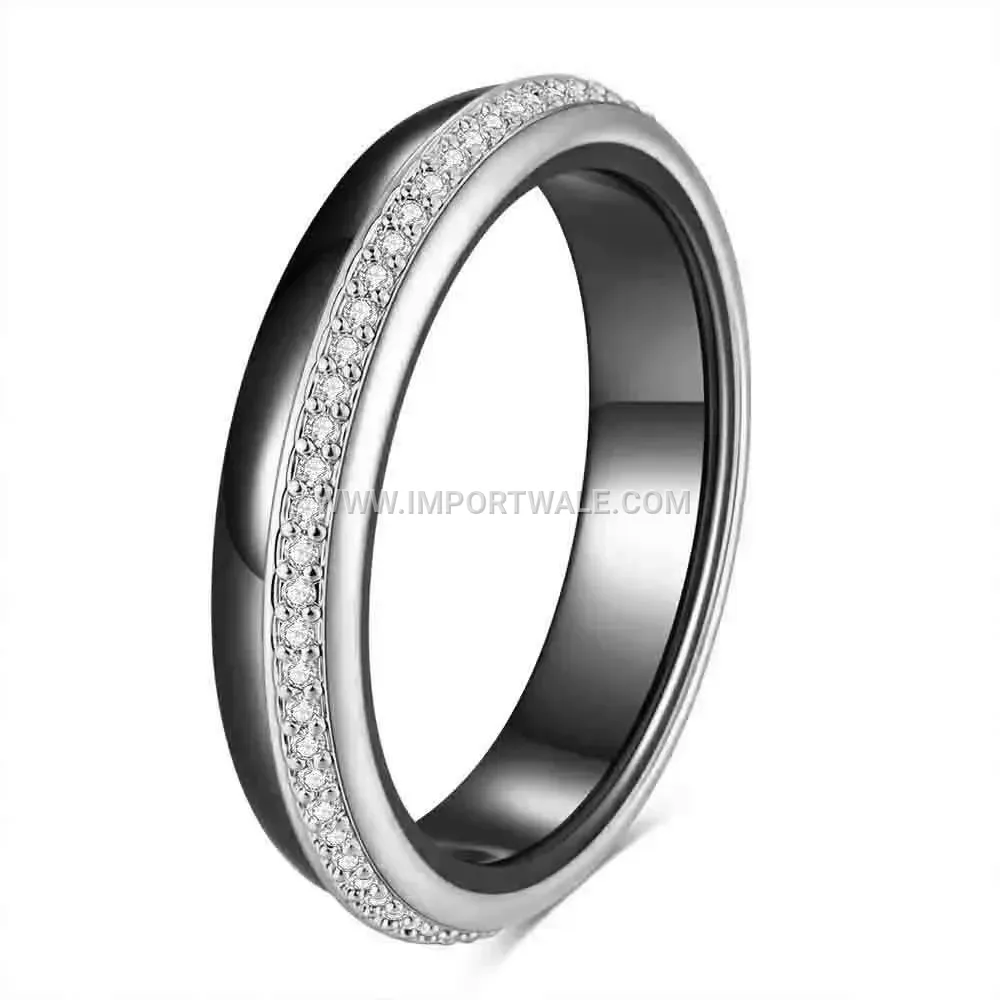 Minimalist 4mm Zircon Micro-Pave Ceramic Band Ring