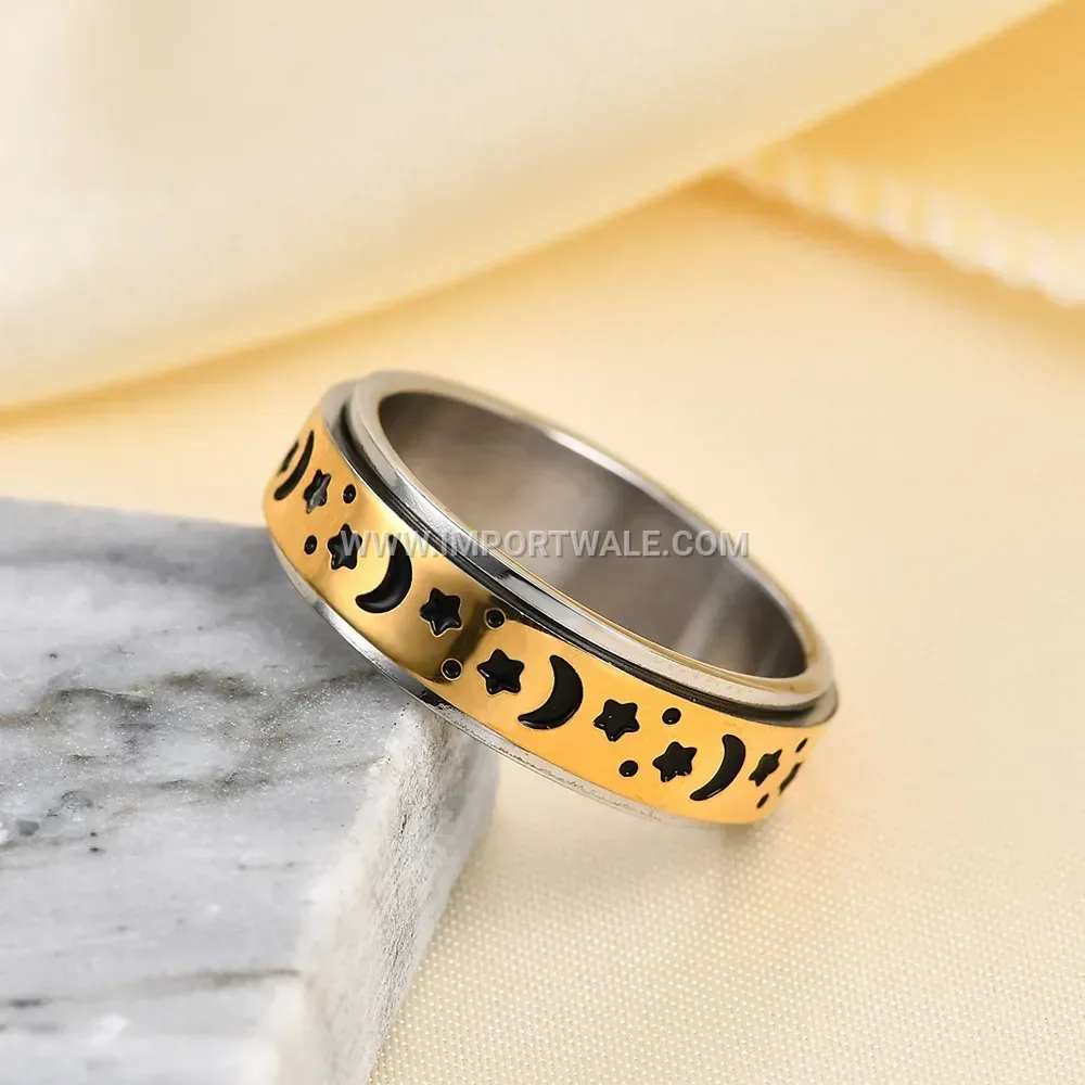 Rotating Celestial Stainless Steel Spinner Ring
