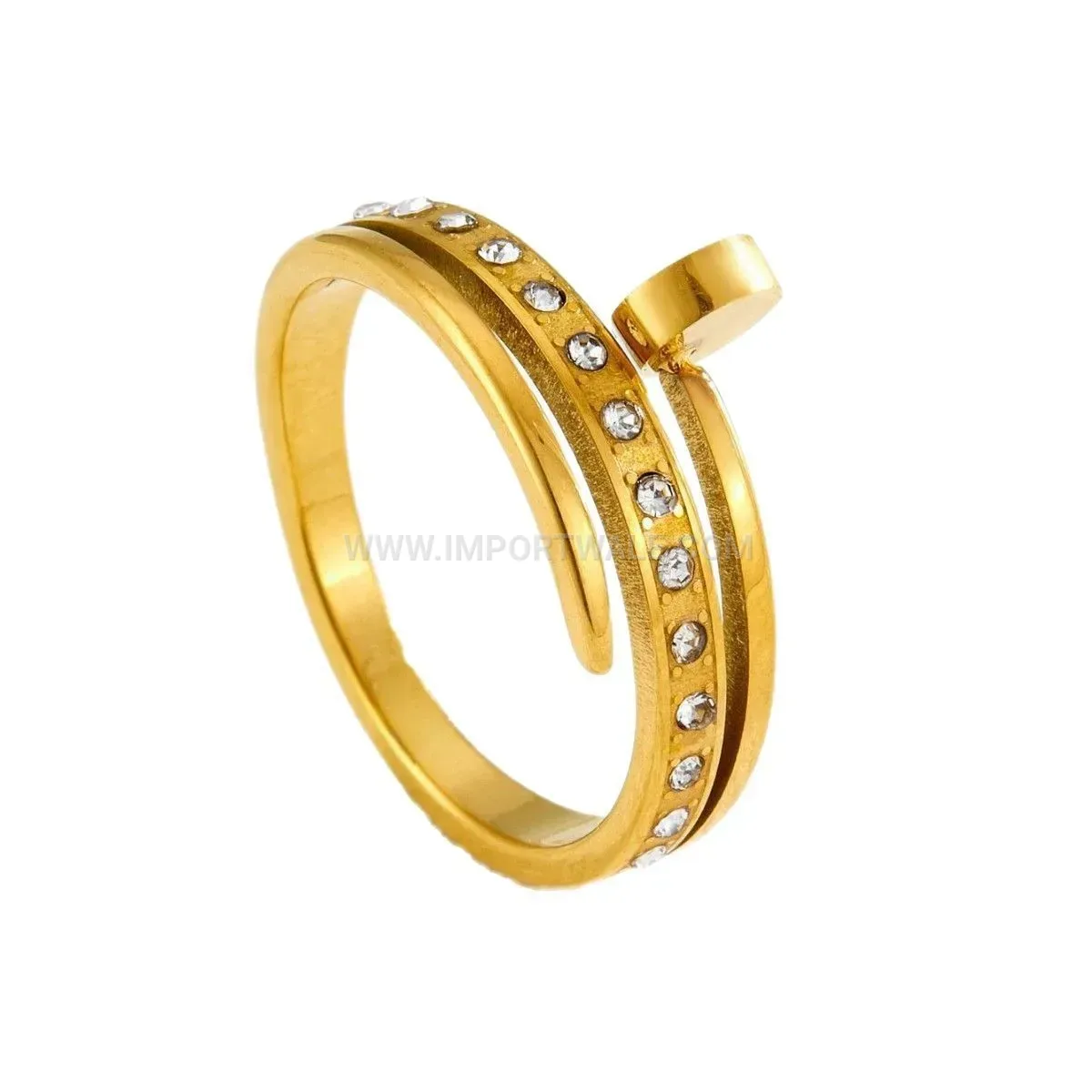 Geometric Nail Design Crystal Titanium Steel Ring
