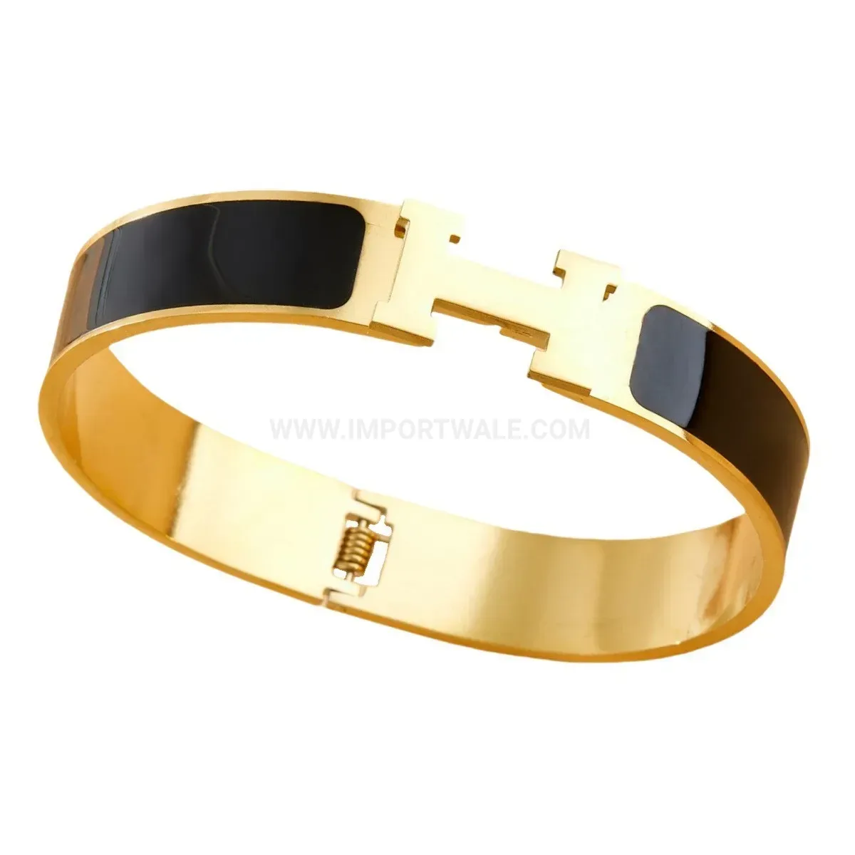 Modern Enamel Letter Plated Titanium Steel Bangle Bracelet