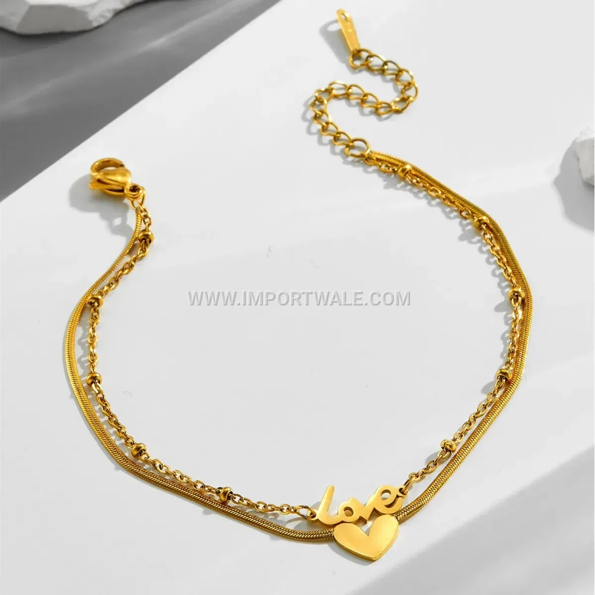 Minimalist English Letter Heart Titanium Steel Anklet