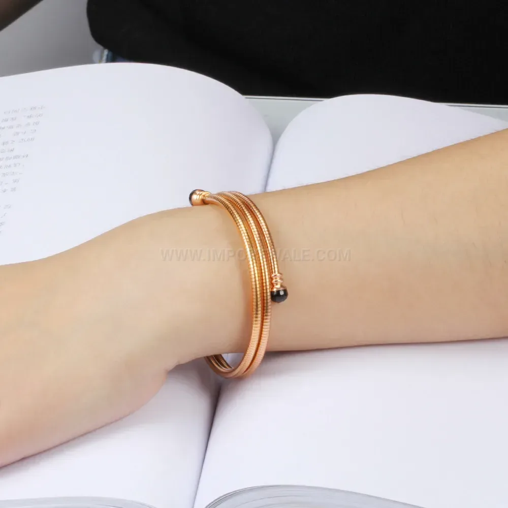 Modern Open Multi Layer Wire Stainless Steel Adjustable Cuff Bangle