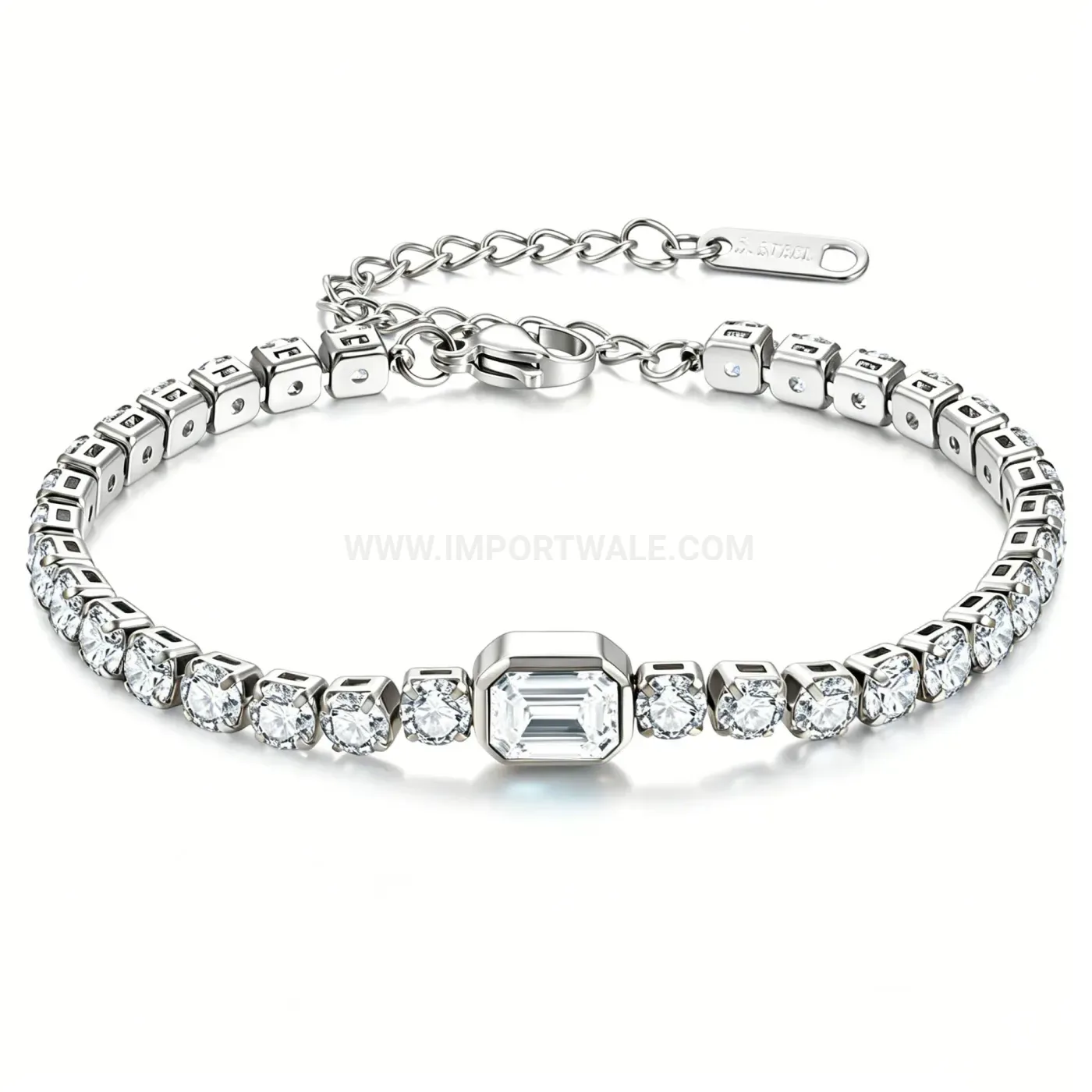 18K Gold Plated Stainless Steel Cubic Zirconia Adjustable Bracelet