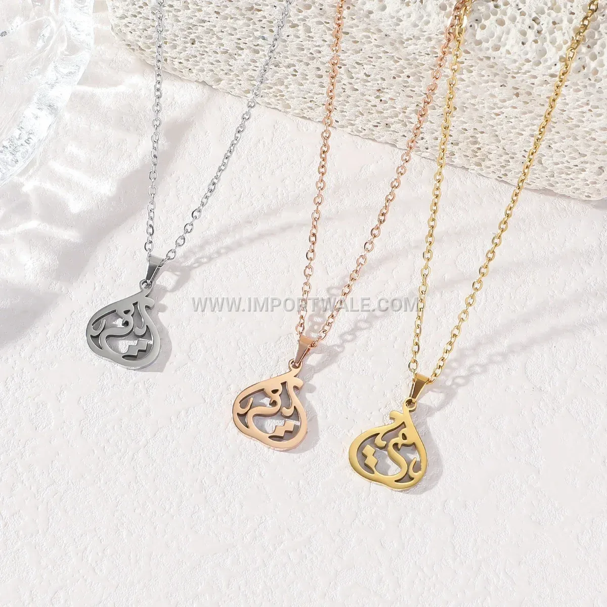 Stainless Steel Arabic Mama Calligraphy Pendant Clavicle Chain Necklace