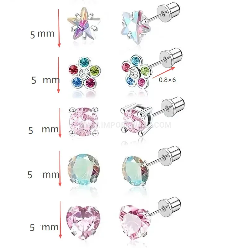 Premium Stainless Steel Heart Cartilage Piercing Earring Set