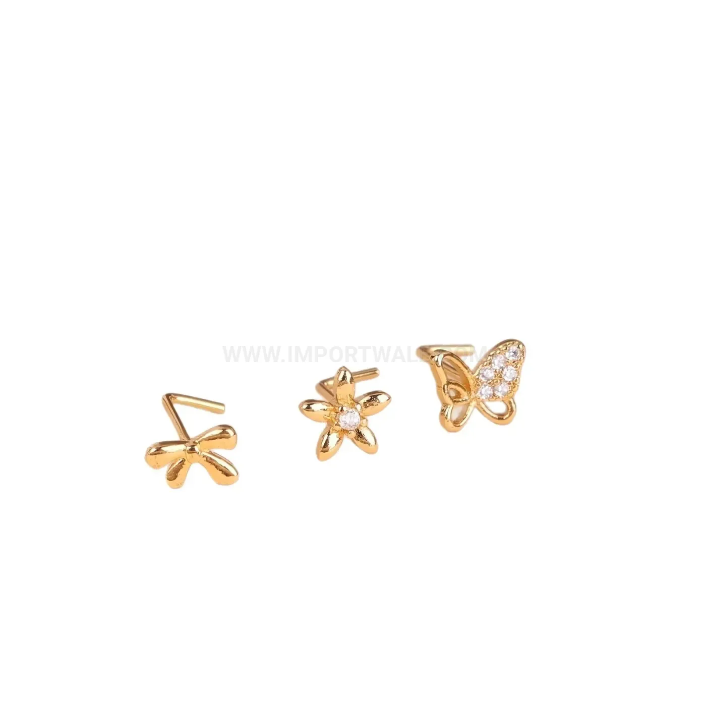 Classic Sparkling Zirconia Stainless Steel Nose Piercing Stud Set