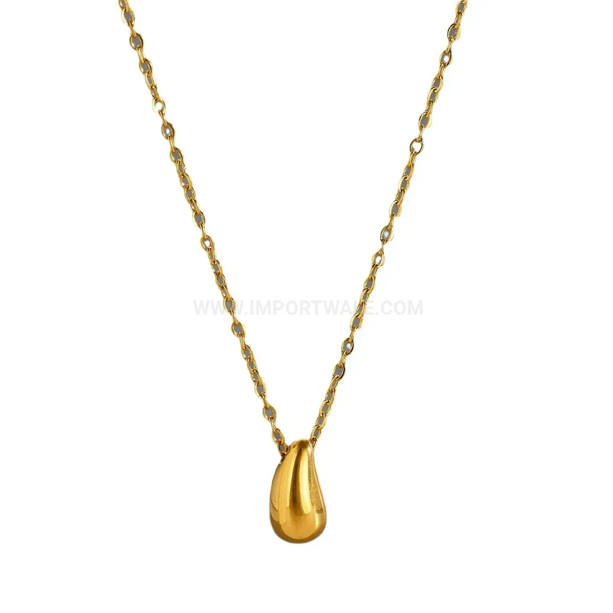 Trendy Minimalist Waterdrop Pendant Gold Plated Titanium Steel Choker Necklace