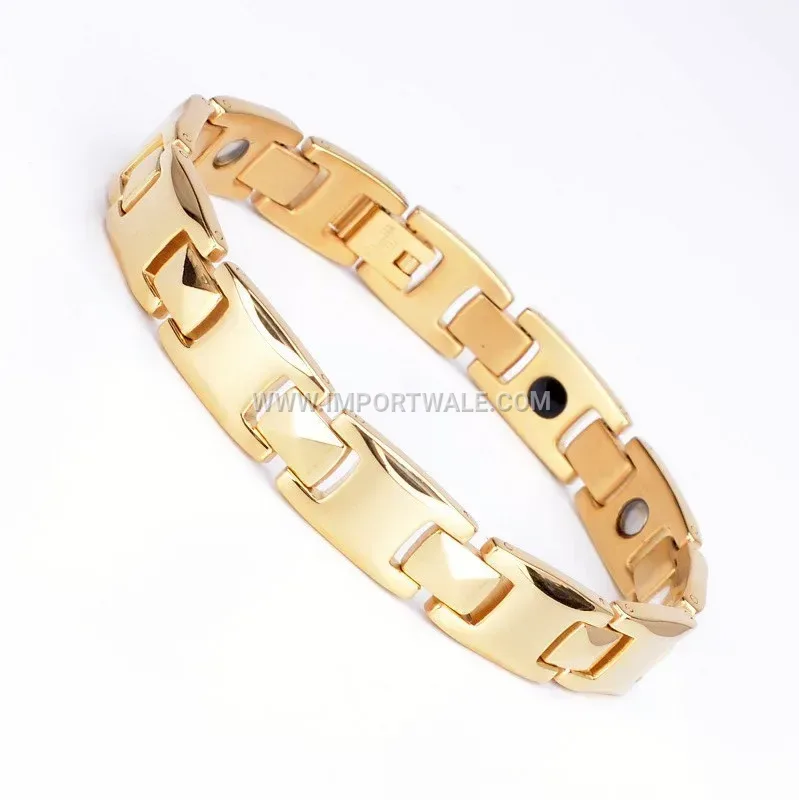 Contemporary Square Link Titanium Steel Couples Magnetic Bracelet