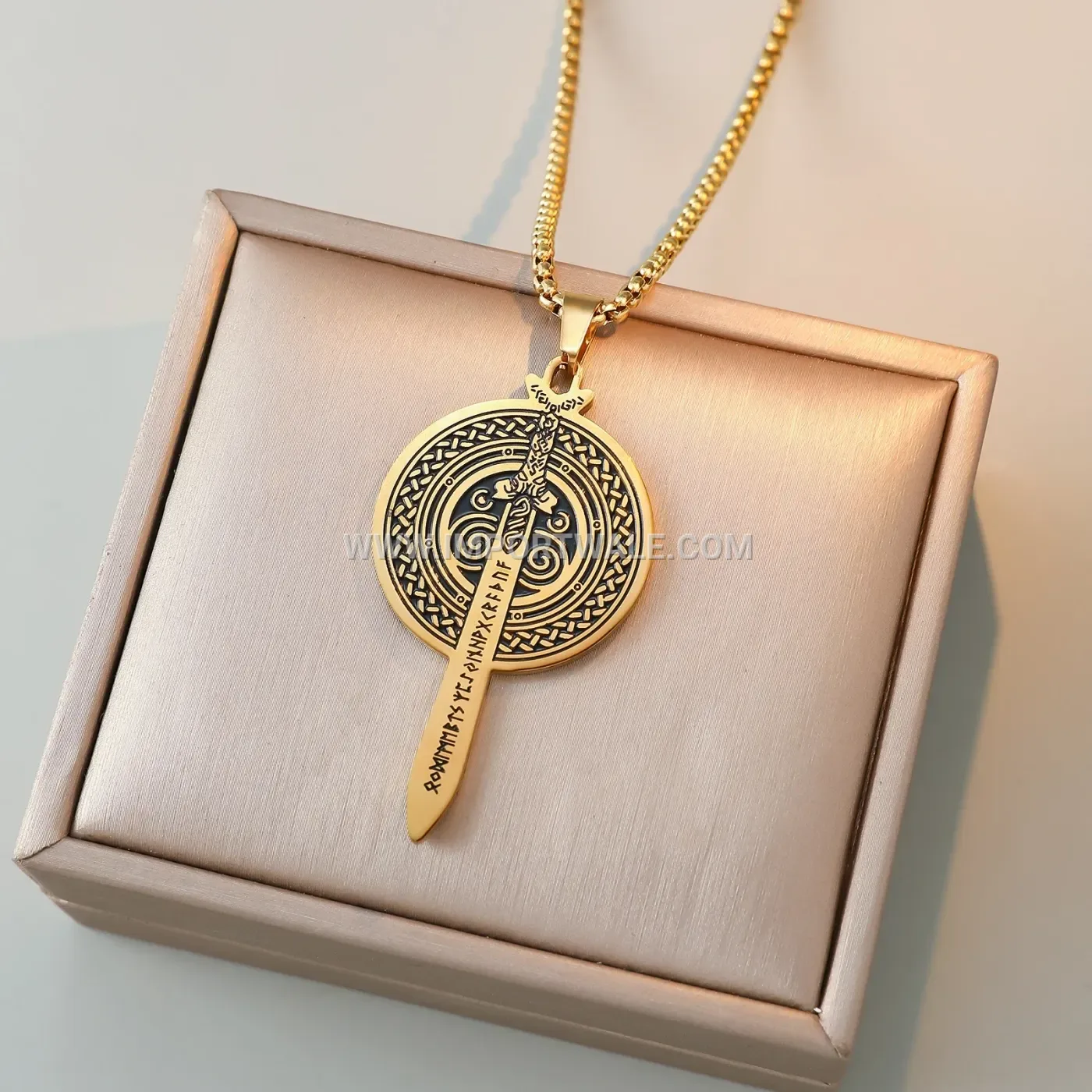 Viking Sword Warrior Amulet Stainless Steel Pendant Necklace