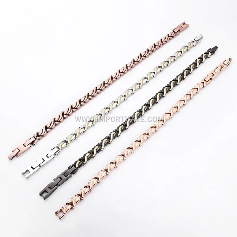 Vintage Heart Stainless Steel Magnetic Therapy Chain Bracelet