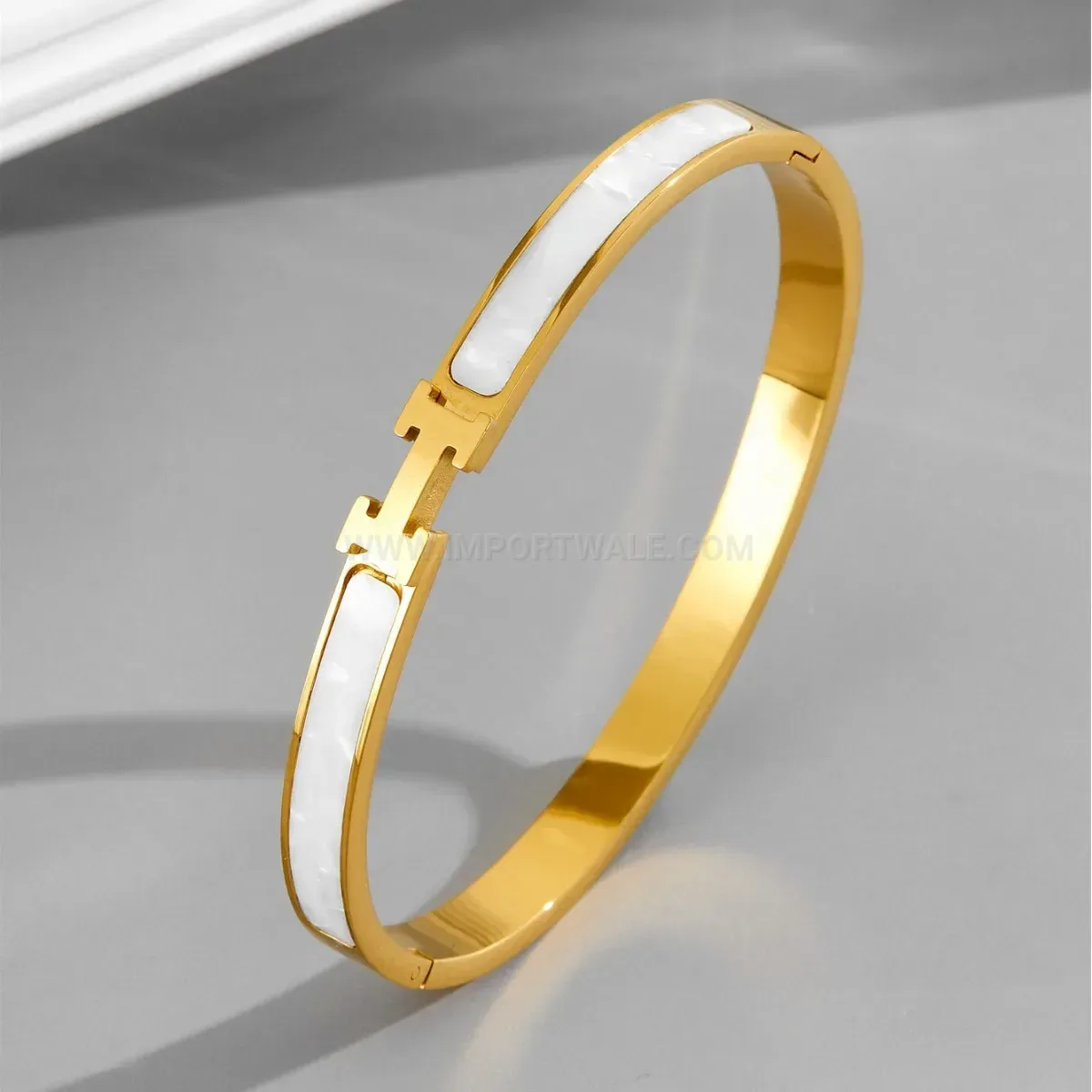 Elegant Minimalist Letter H Charm Titanium Steel Bangle