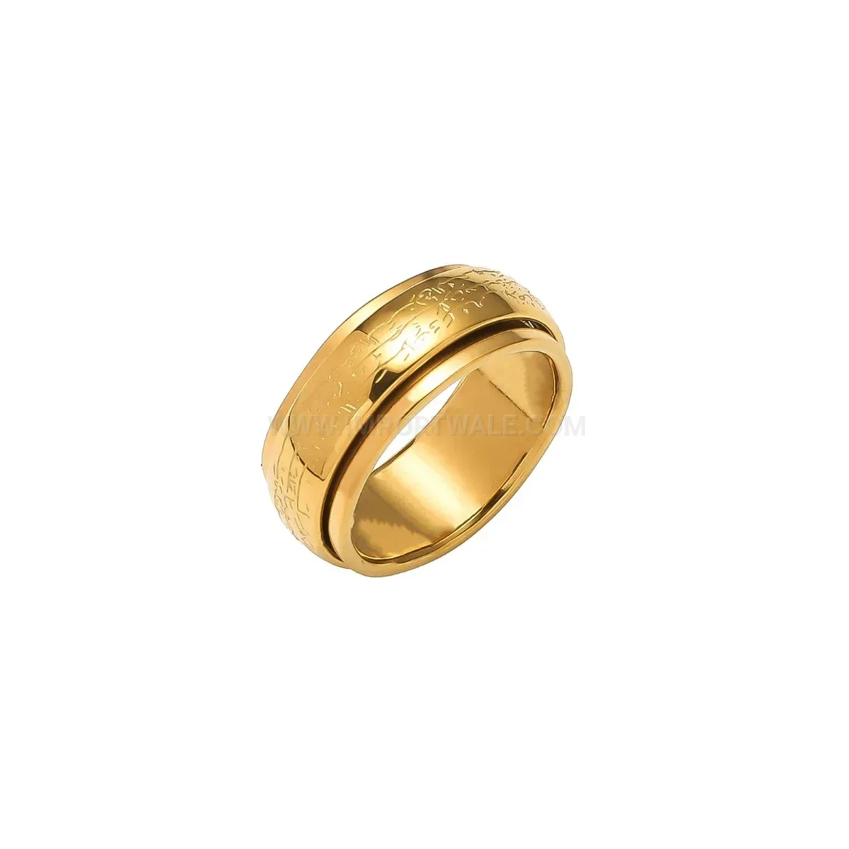 Rotatable Stainless Steel Islamic Allah Calligraphy Spinner Ring