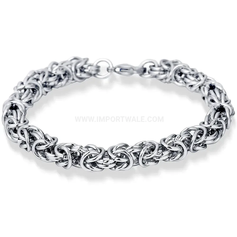 Men's Vintage 9mm Braided Stainless Steel Wheat Chain Bracelet