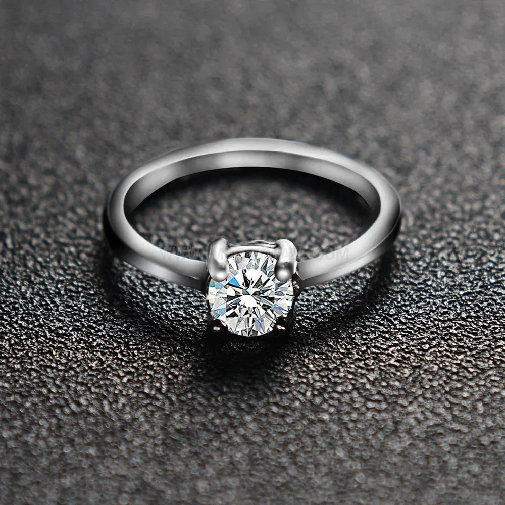 Designer Minimalist Zircon Accented Stainless Steel Band Ring